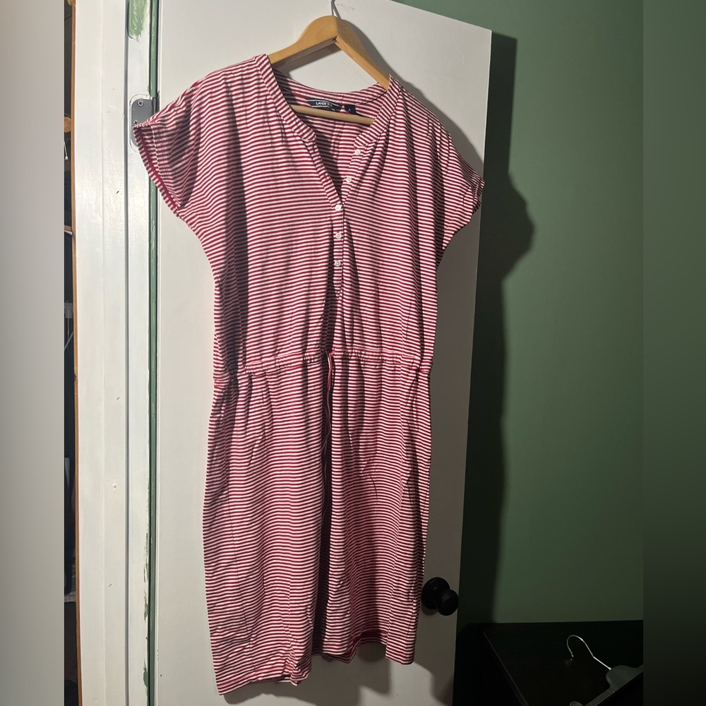 Lands' End Red and White Striped Shirt